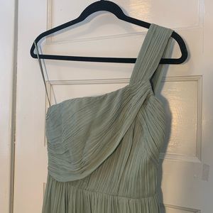 J Crew Light Mint Bridesmaids Gown One-shoulder
